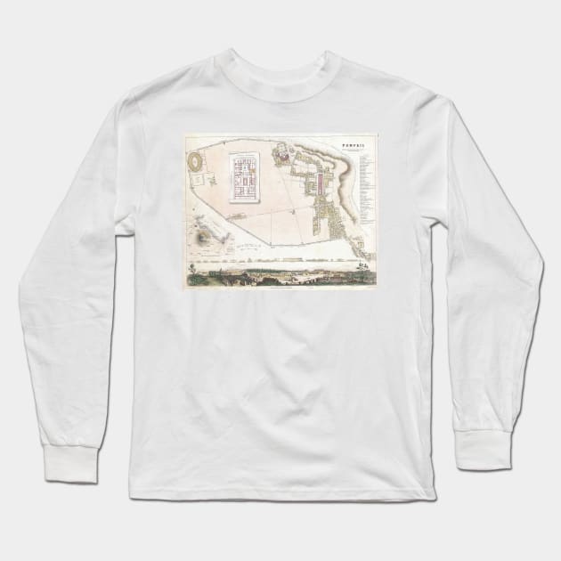 Vintage Map of Pompeii Italy (1832) Long Sleeve T-Shirt by Bravuramedia